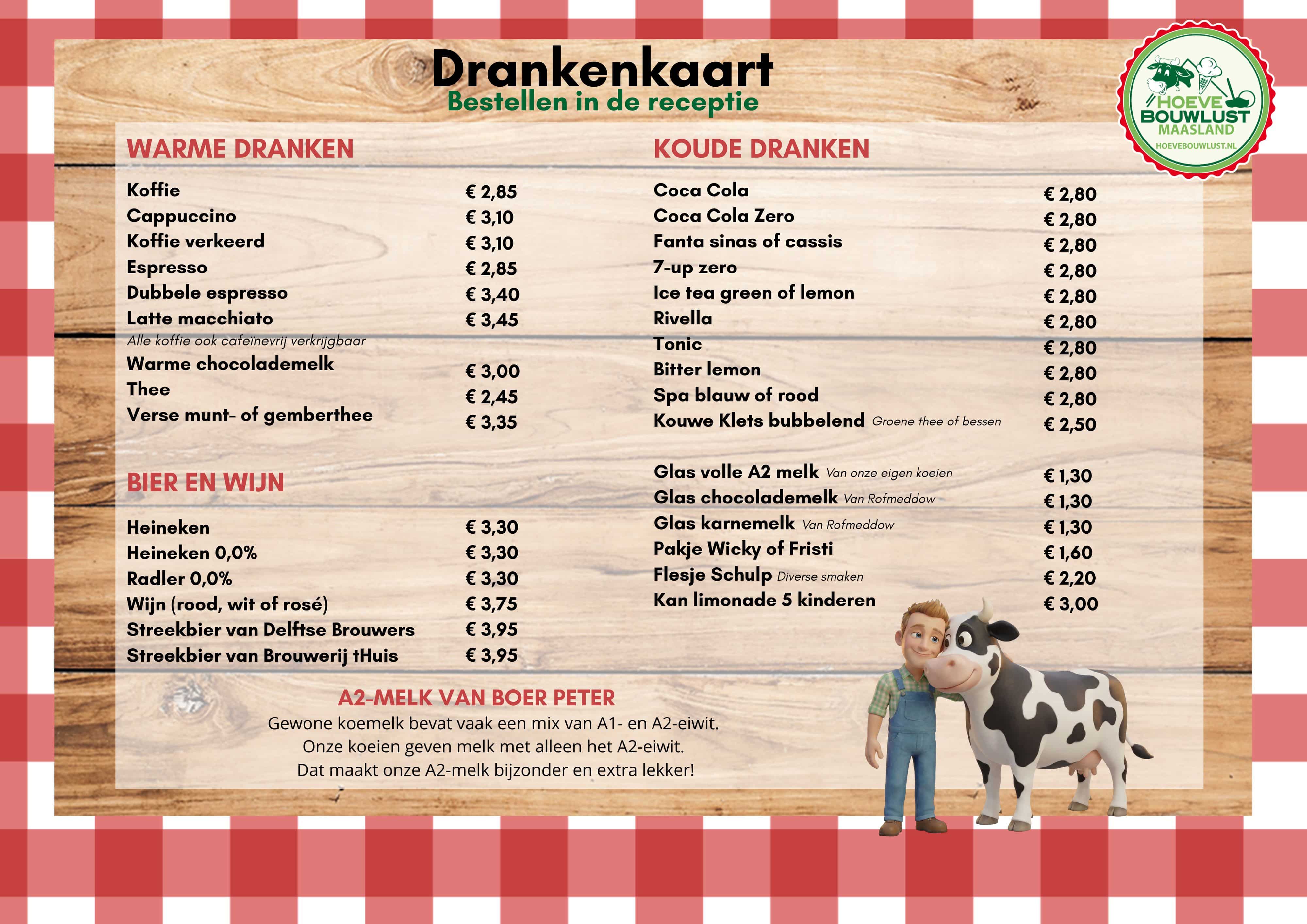 Drankkaart Hoeve Bouwlust Maasland